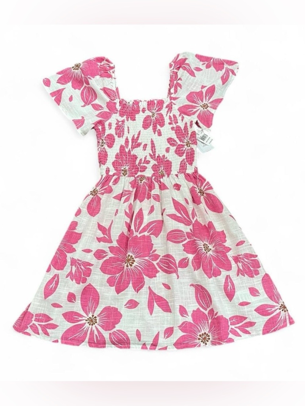 Rip Curl Azalea Floral Smocked Mini Dress Pink White Size M Tropical Cruise NWT